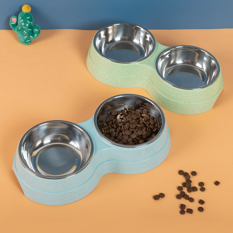 Stainless Steel Double Pet Feeding Bowls for Dogs and Cats