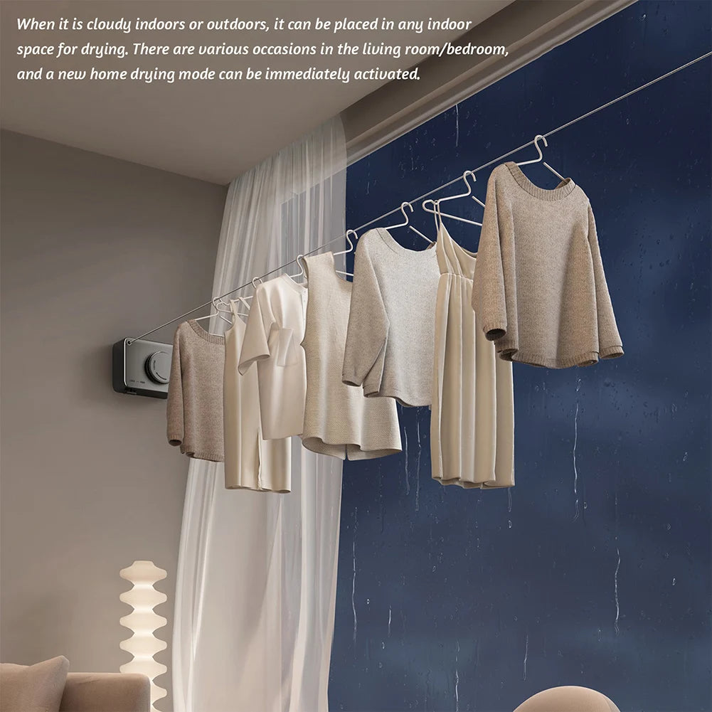 Wall-Mounted Retractable Clothesline – Telescopic Rust-Proof Anti-Sag Laundry Wire for Indoor/Outdoor Drying