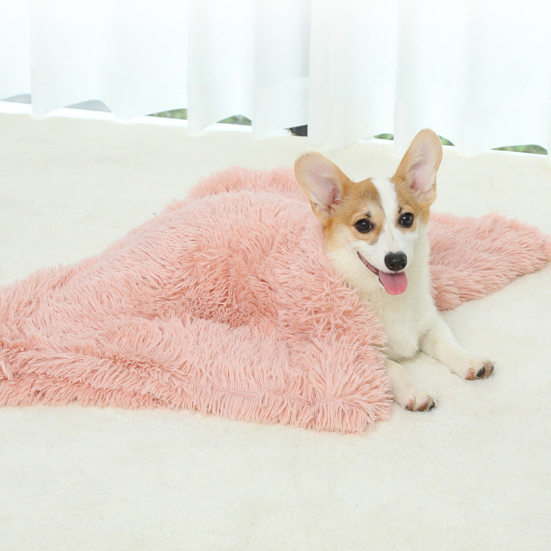 Plush Dog Bed Mat with Removable Cover