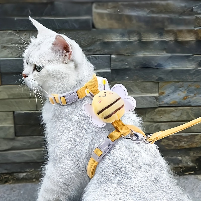Escape-Proof Cat Harness & Leash Set – Adjustable Bee Plaid Harness for Cats
