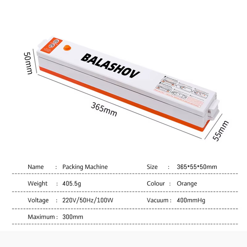 Food Vacuum Packing Machine for Home Use, EU Plug, Includes 10 Vacuum Bags