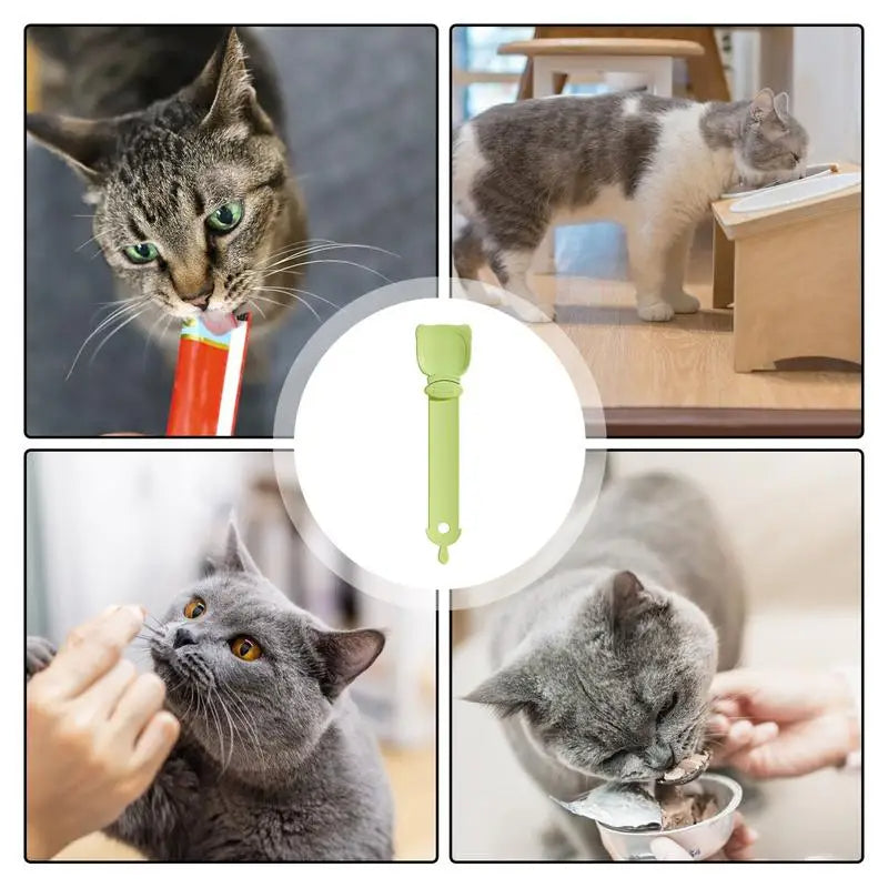 Cat Treat Spoon Feeder – Reusable Lickable Wet Food & Squeeze Spoon