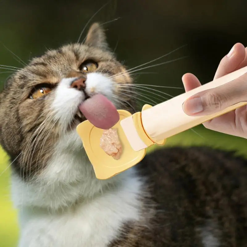 Cat Treat Spoon Feeder – Reusable Lickable Wet Food & Squeeze Spoon