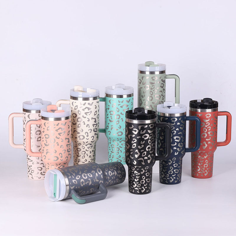 Premium 40oz Insulated Tumbler with Handle & Straw – Stainless Steel Vacuum Mug for Travel & Gifting