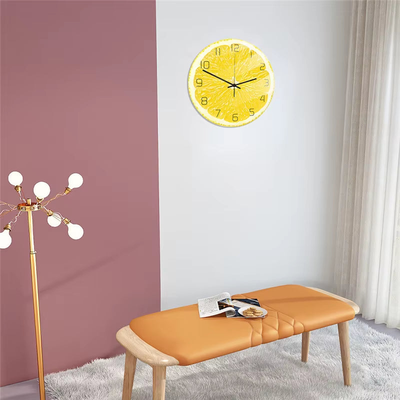 Fresh Fruit Lemon Wall Clock for Kitchen & Home Décor