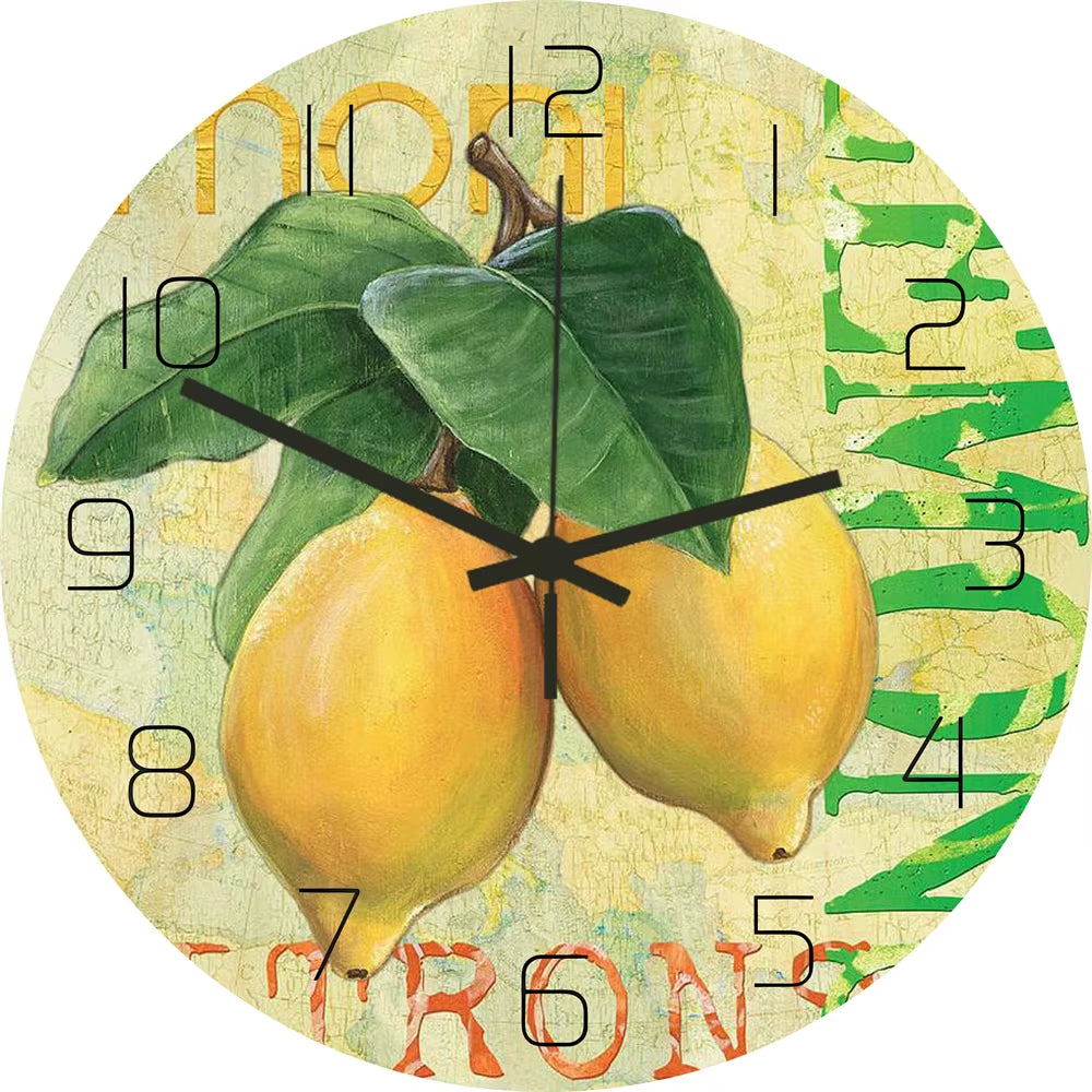 Fresh Fruit Lemon Wall Clock for Kitchen & Home Décor