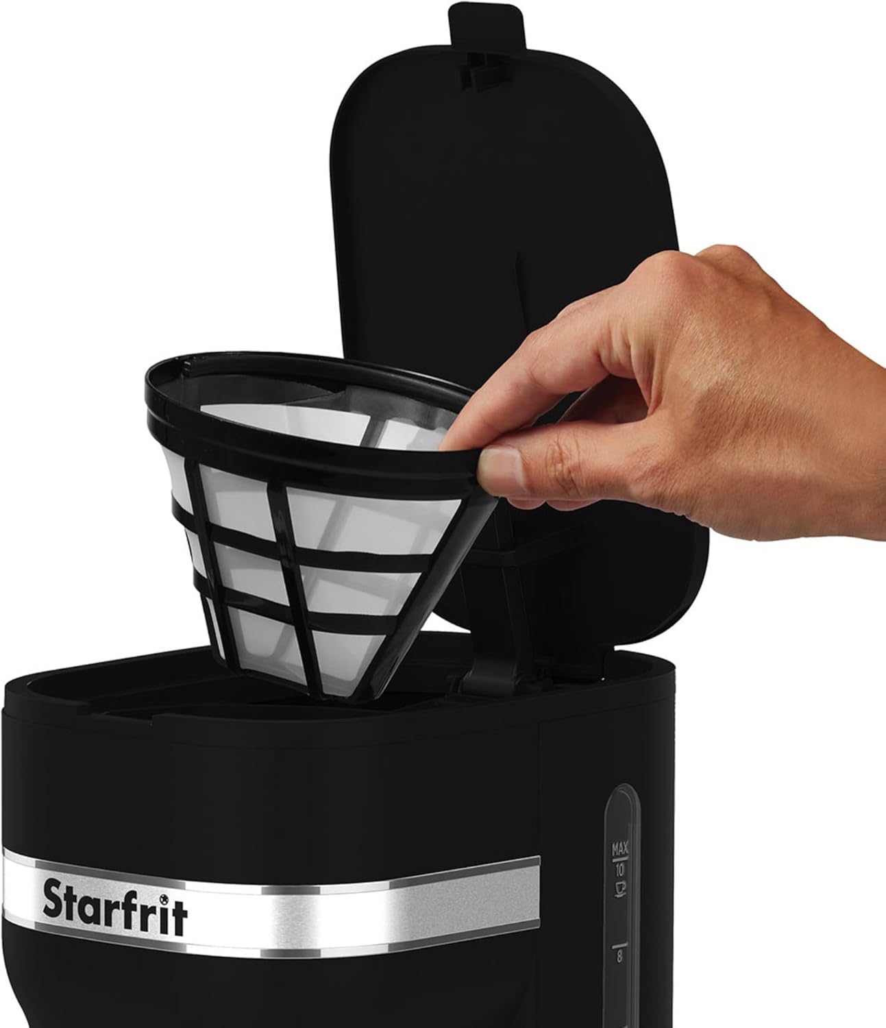 Premium 10-Cup Coffee Maker – 900W, Easy Clean, Reusable Filter, Black