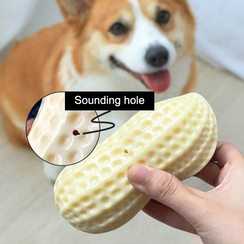 Squeaky Rubber Peanut Dog Chew Toy for Small & Medium Dogs
