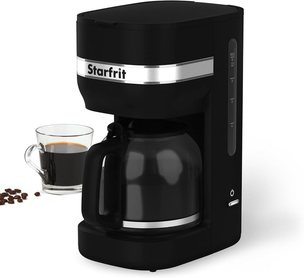 Premium 10-Cup Coffee Maker – 900W, Easy Clean, Reusable Filter, Black