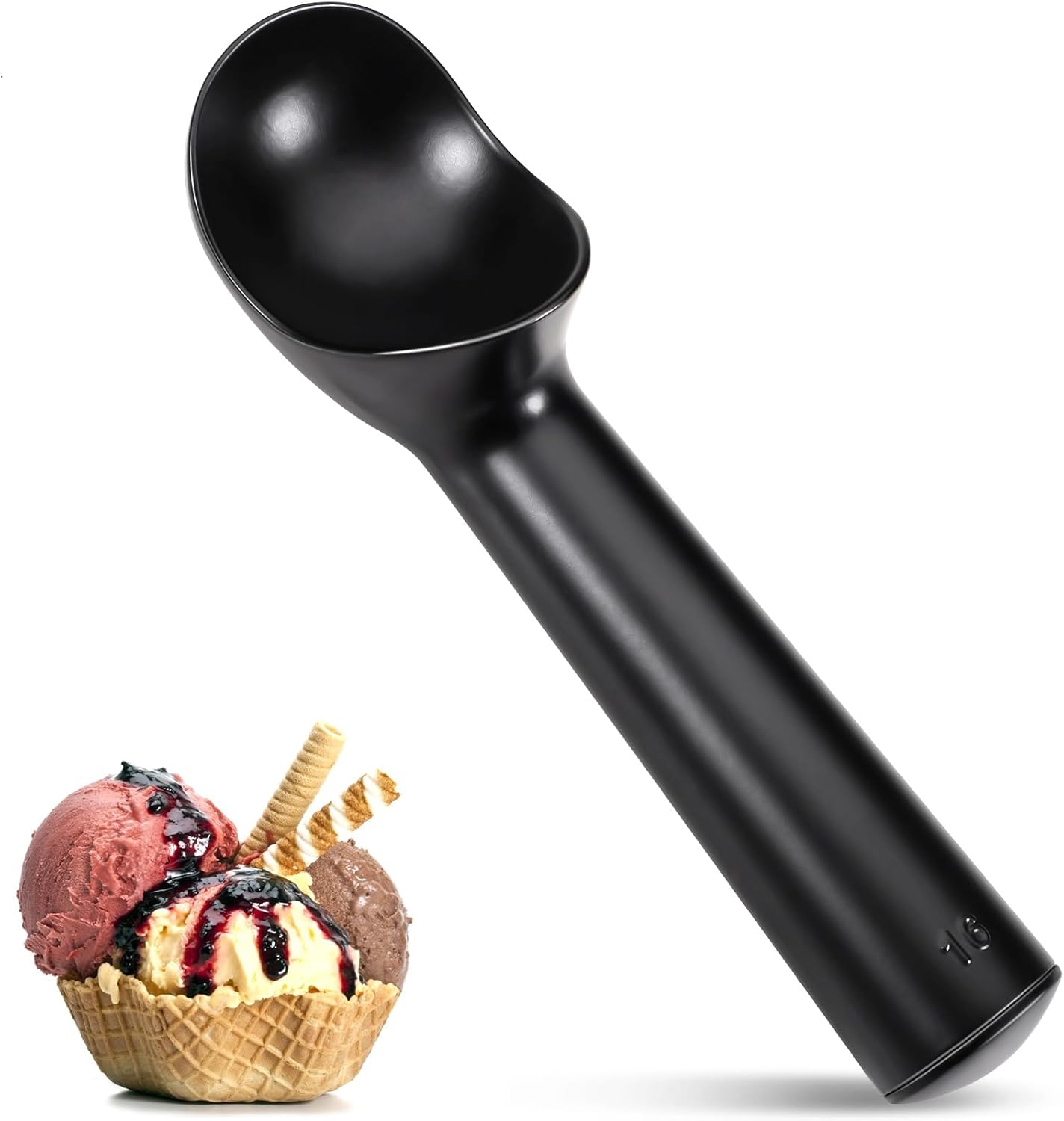 Large Ice Cream Scoop 7 Inches Nonstick Anti-Freeze Metal Ice Cream Scooper Spoon One Piece Aluminum Design, Bright Silver