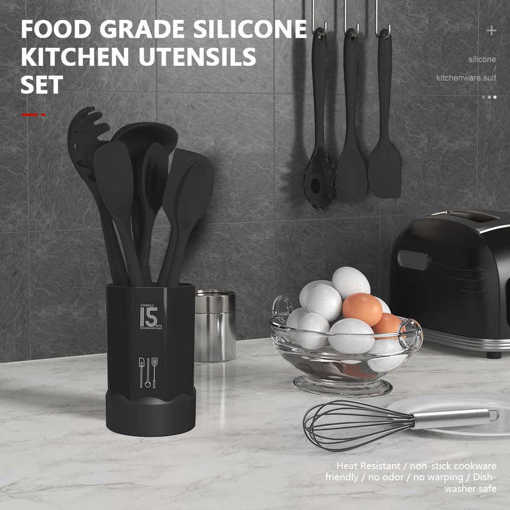 Nonstick-Safe Silicone Utensils Set – 446°F Heat Resistant, Dishwasher Safe, BPA-Free