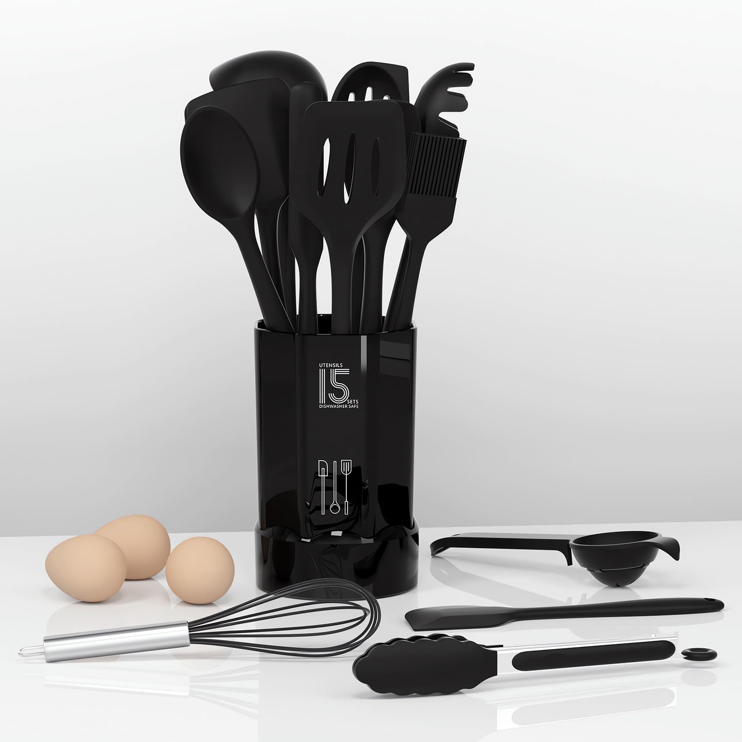 Nonstick-Safe Silicone Utensils Set – 446°F Heat Resistant, Dishwasher Safe, BPA-Free