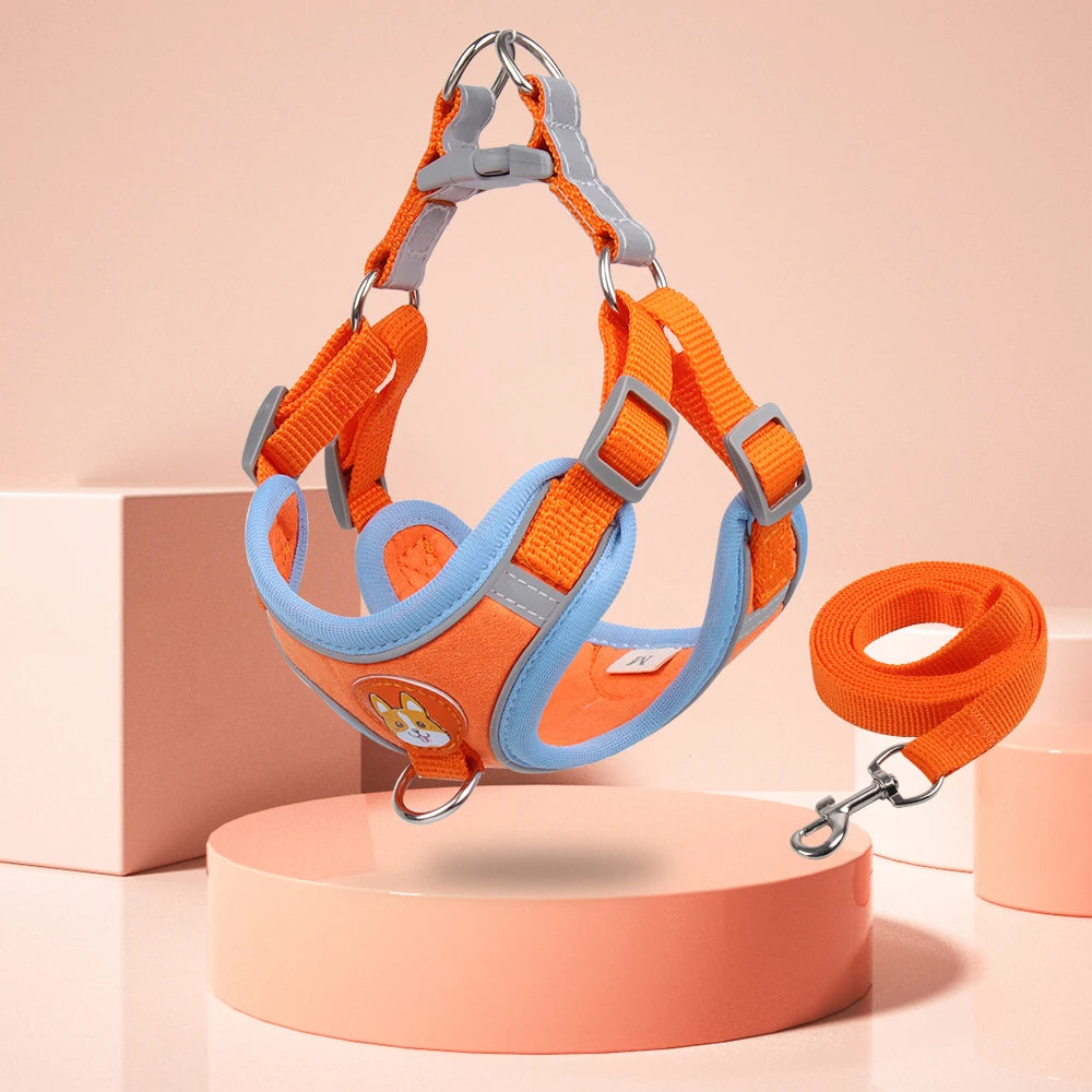 New Dog Leash and Harness Set Pet Dog Harness and Leash Set Adjustable Puppy Cat Harness Vest Reflective Walking No Pull Lead Leash for Small Dogs Chihuahua
