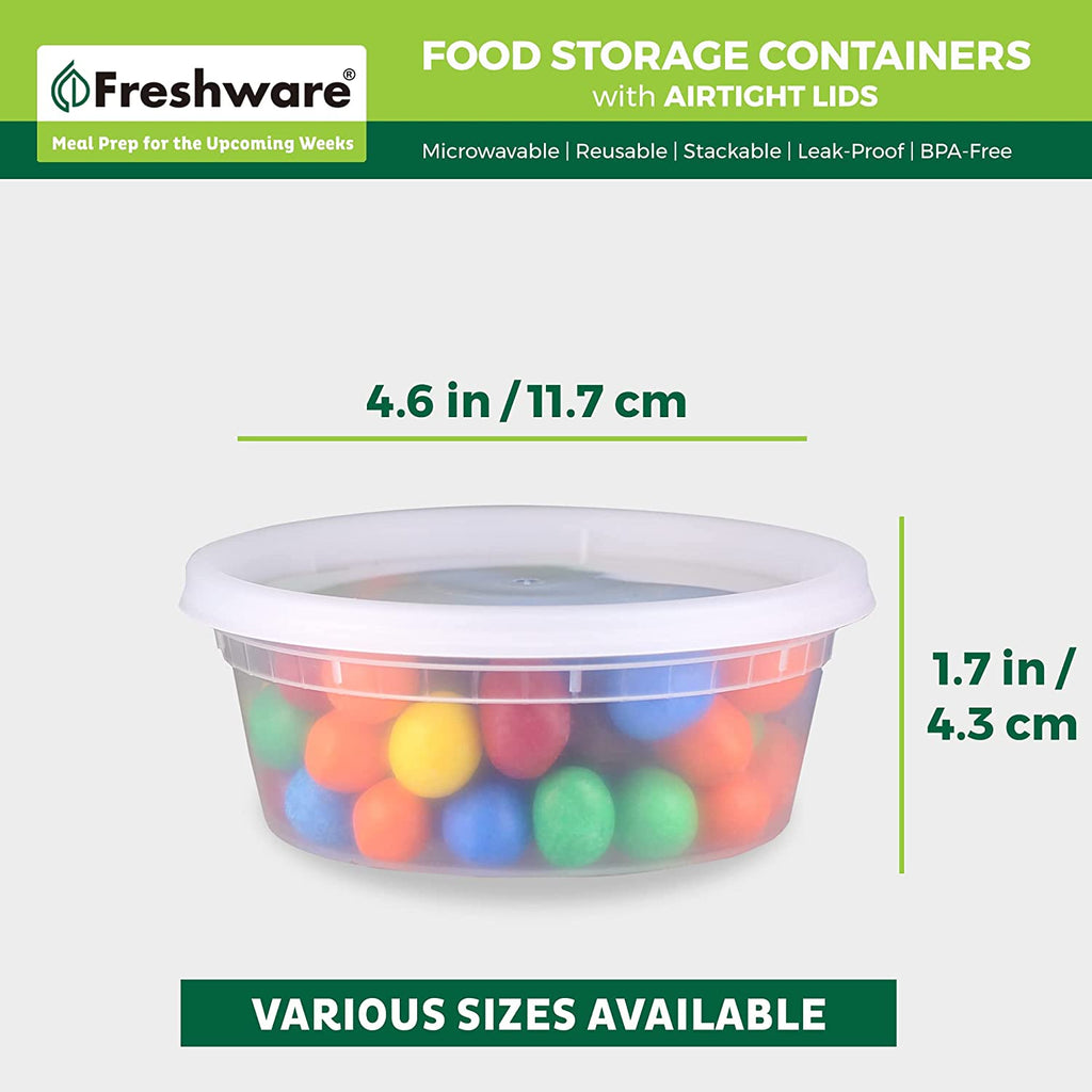 Plastic Food Storage Containers with Secure Lids, 8 oz, 40-Pack – Black