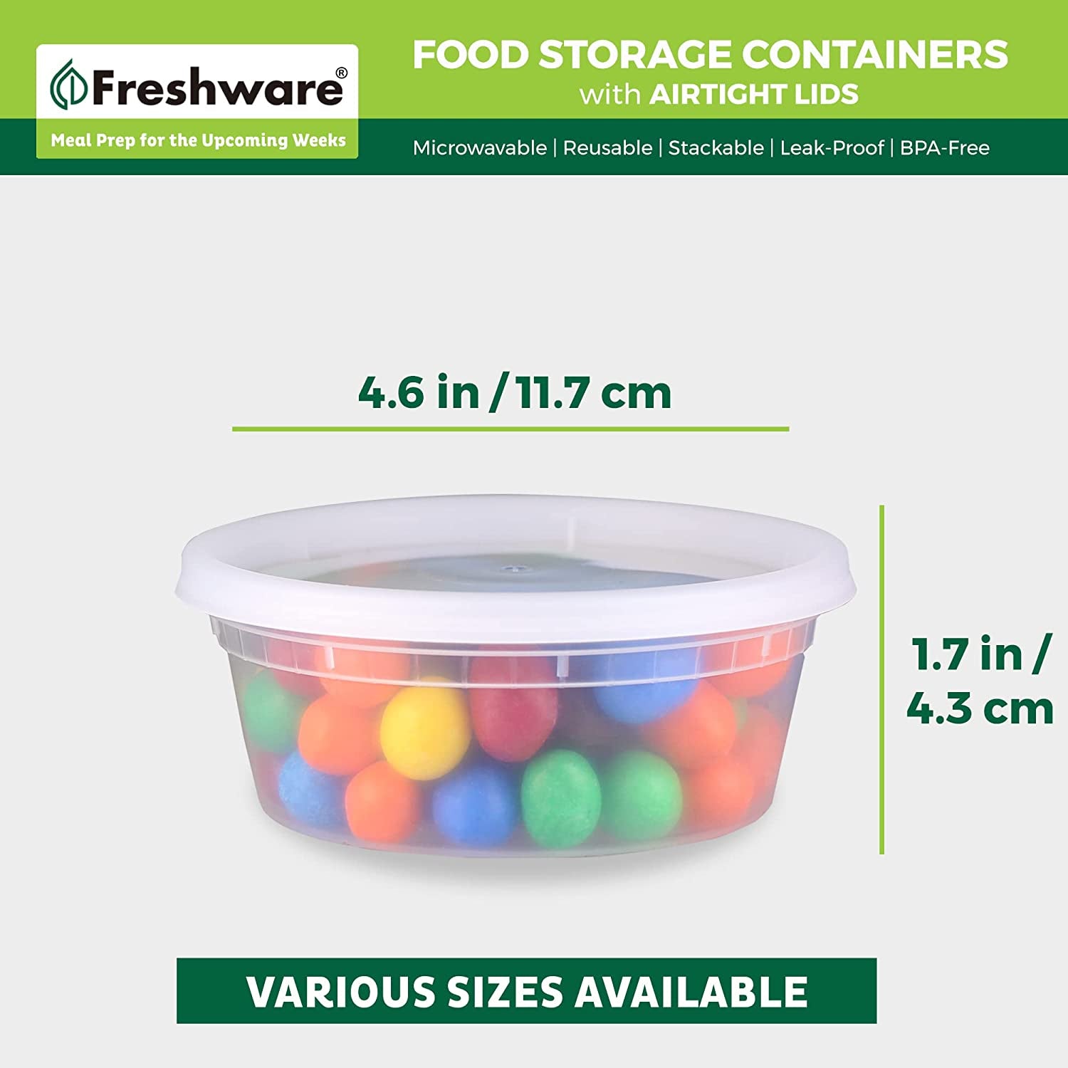 Plastic Food Storage Containers with Secure Lids, 8 oz, 40-Pack – Black