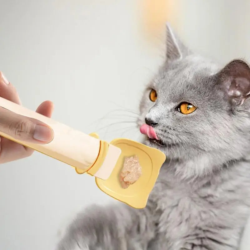 Cat Treat Spoon Feeder – Reusable Lickable Wet Food & Squeeze Spoon