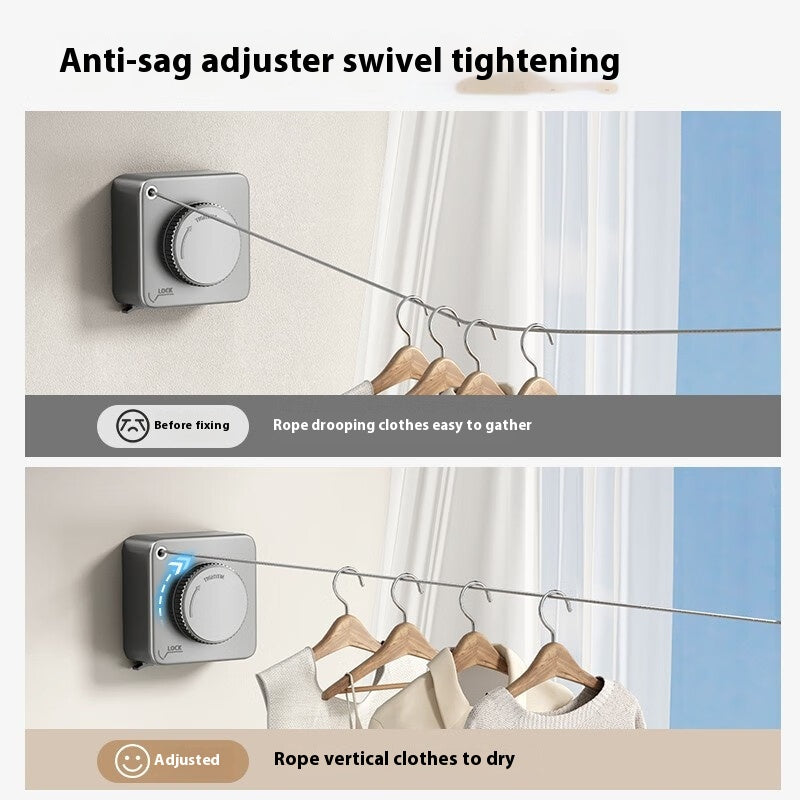 Wall-Mounted Retractable Clothesline – Telescopic Rust-Proof Anti-Sag Laundry Wire for Indoor/Outdoor Drying