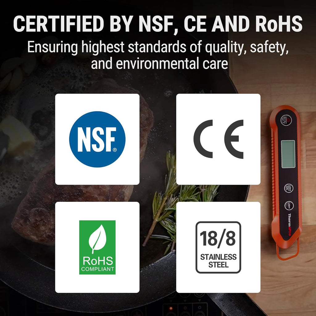 Thermometer – Waterproof Digital Instant-Read Meat Thermometer with Backlight for Cooking, Steak & Candy