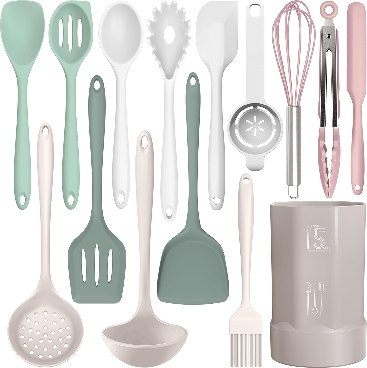 Nonstick-Safe Silicone Utensils Set – 446°F Heat Resistant, Dishwasher Safe, BPA-Free