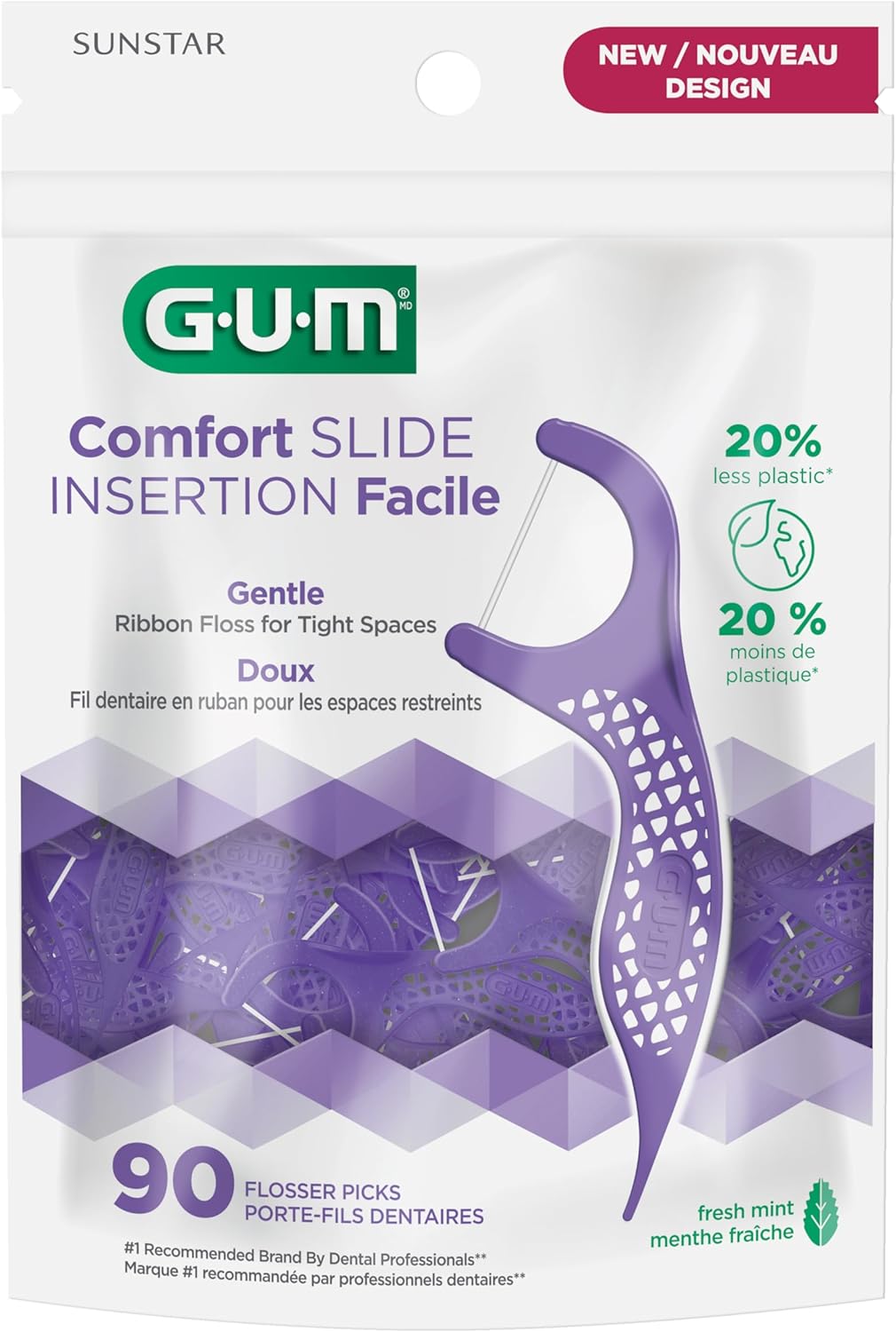 Comfort Slide Dental Floss Picks – Mint, 90 Pack