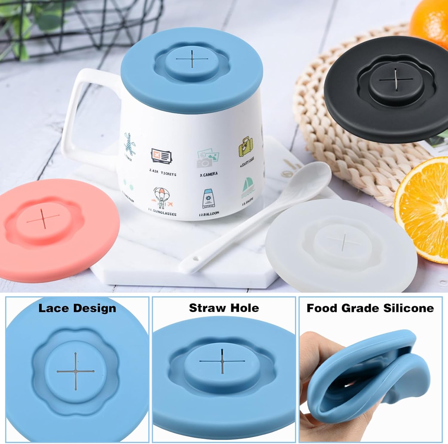 Silicone Drink Cup Lids – Universal Fit, 4 Colors