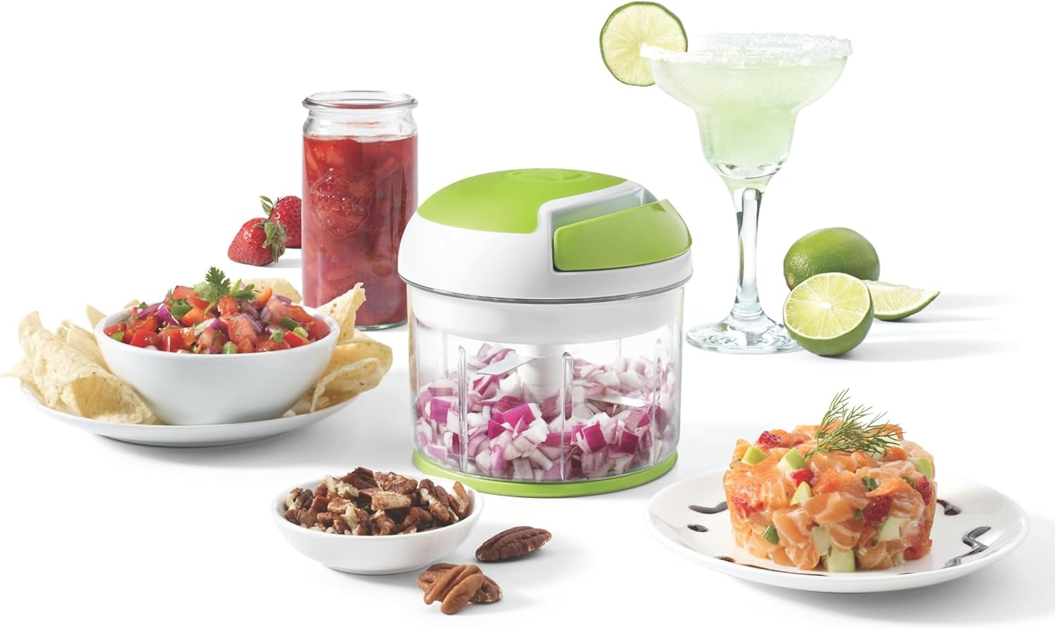 Pull Chopper – Multi-Purpose Manual Food Processor with 3-Blade System, Fast Chopping from Large Chunks to Purée, Self-Retracting Cord