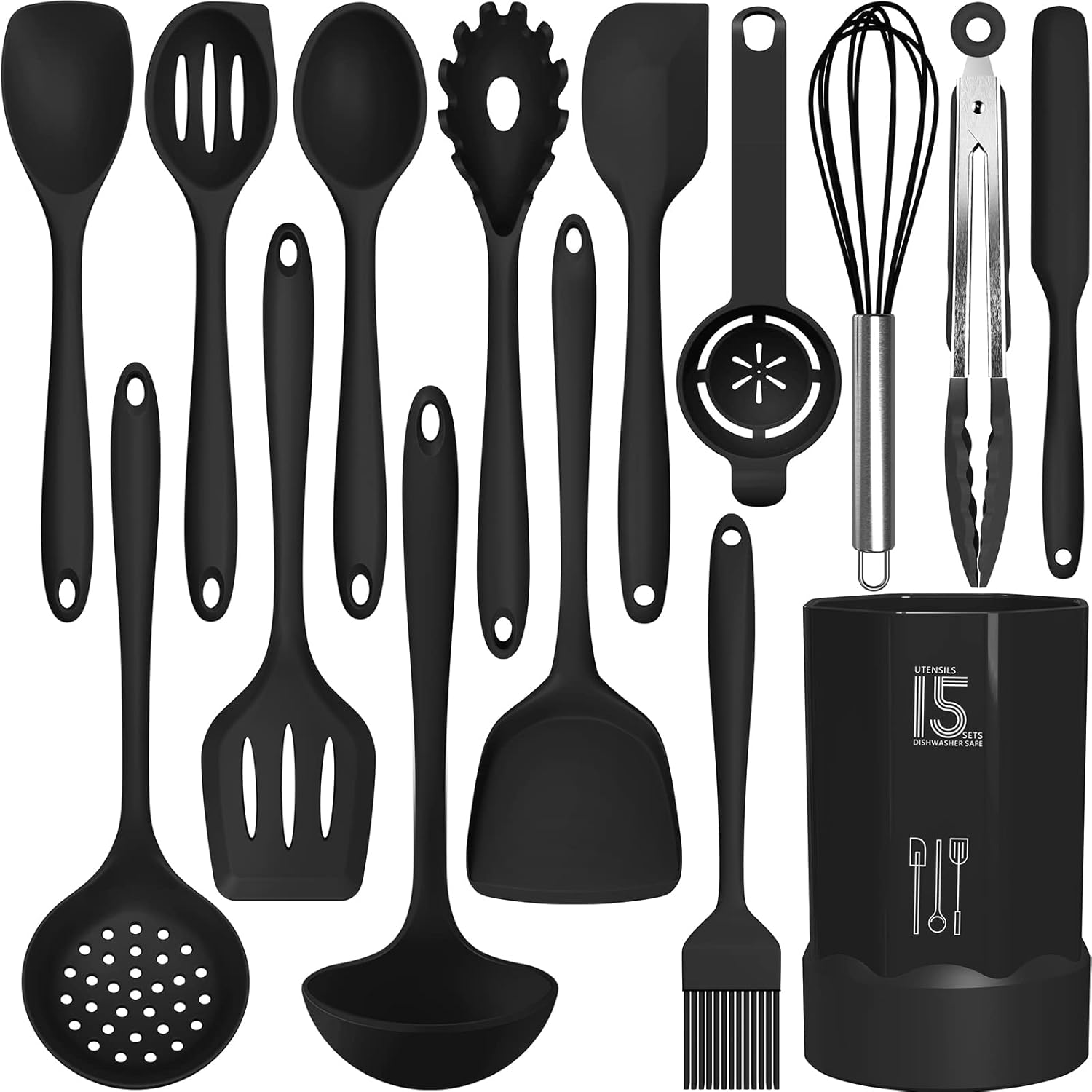 Nonstick-Safe Silicone Utensils Set – 446°F Heat Resistant, Dishwasher Safe, BPA-Free