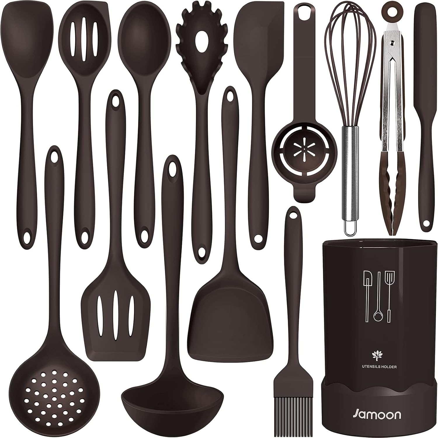 Nonstick-Safe Silicone Utensils Set – 446°F Heat Resistant, Dishwasher Safe, BPA-Free