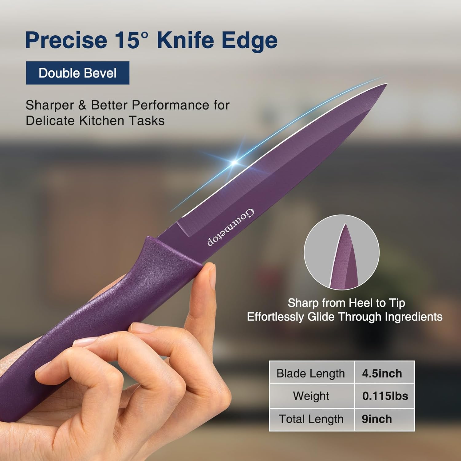 4-Piece Paring Knife Set with Blade Covers – 4.5″ Stainless Steel Fruit & Vegetable Knives