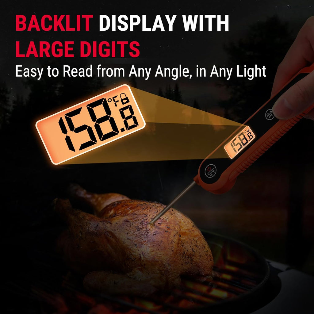 Thermometer – Waterproof Digital Instant-Read Meat Thermometer with Backlight for Cooking, Steak & Candy