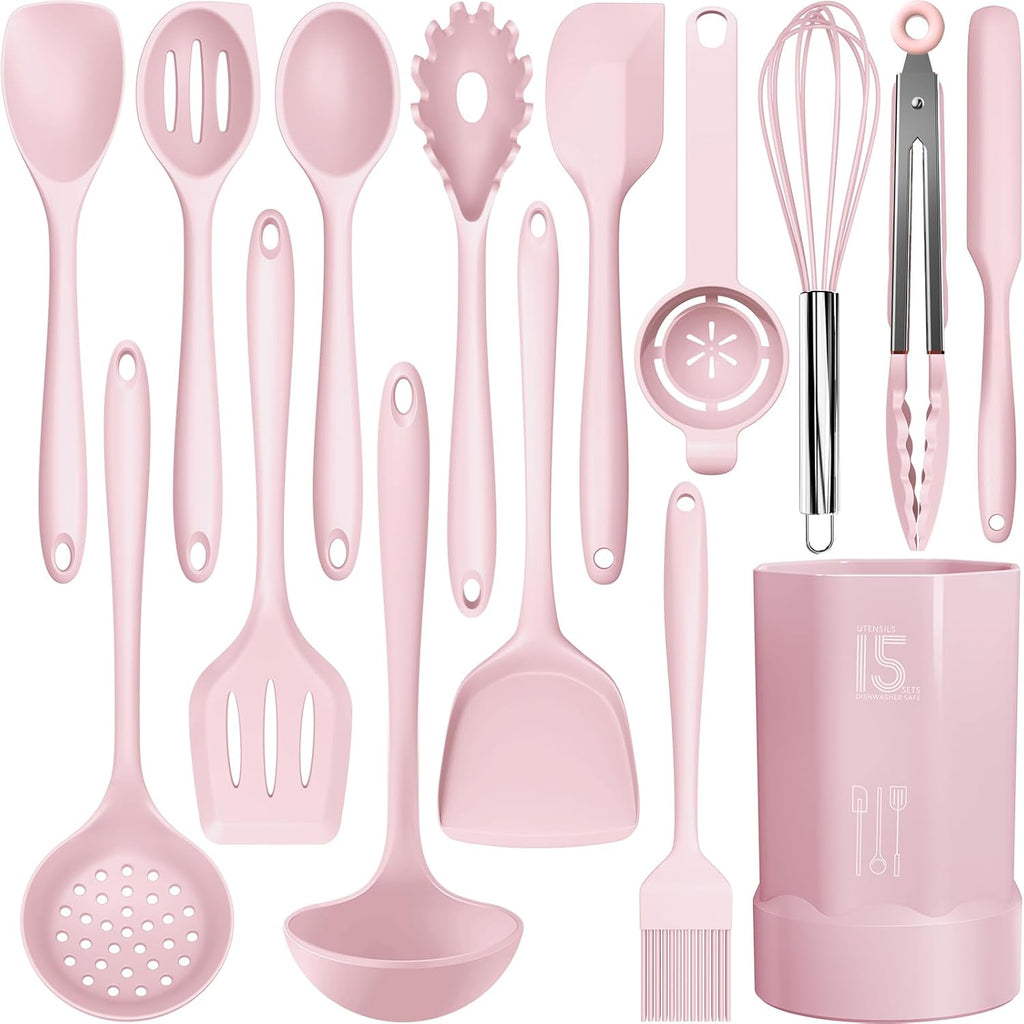 Nonstick-Safe Silicone Utensils Set – 446°F Heat Resistant, Dishwasher Safe, BPA-Free