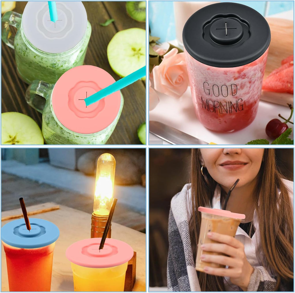 Silicone Drink Cup Lids – Universal Fit, 4 Colors