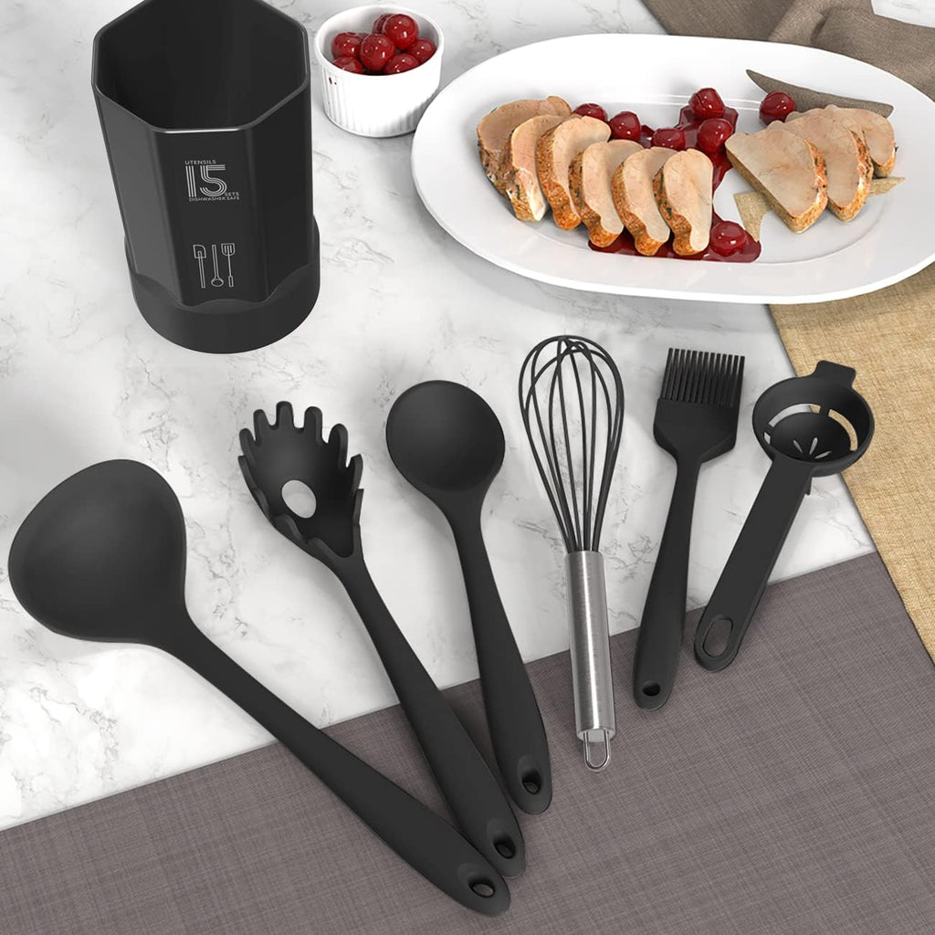 Nonstick-Safe Silicone Utensils Set – 446°F Heat Resistant, Dishwasher Safe, BPA-Free