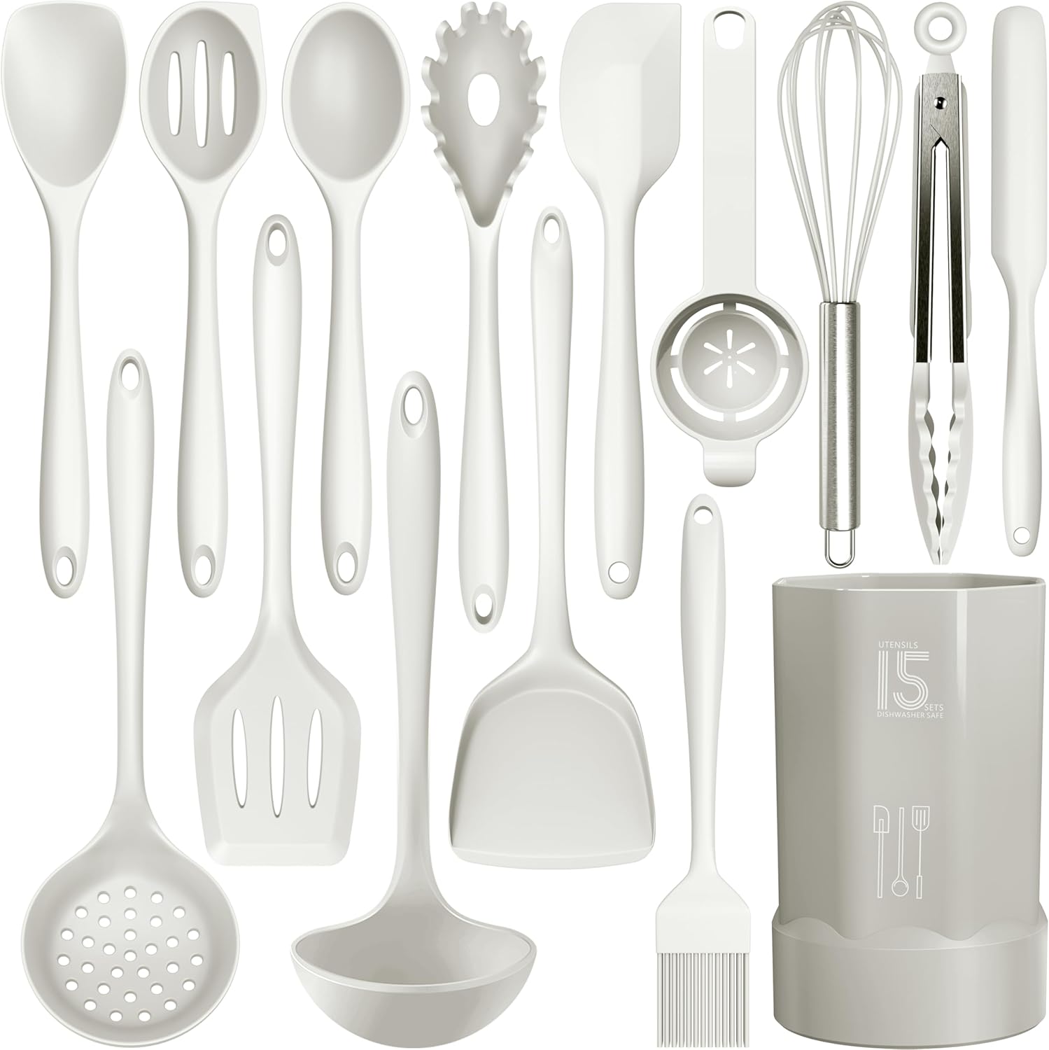 Nonstick-Safe Silicone Utensils Set – 446°F Heat Resistant, Dishwasher Safe, BPA-Free