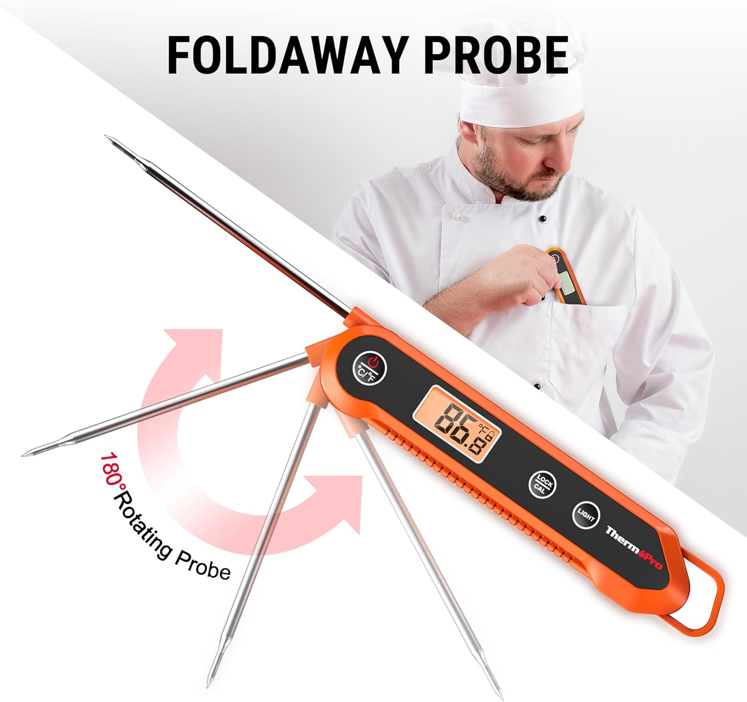 Thermometer – Waterproof Digital Instant-Read Meat Thermometer with Backlight for Cooking, Steak & Candy