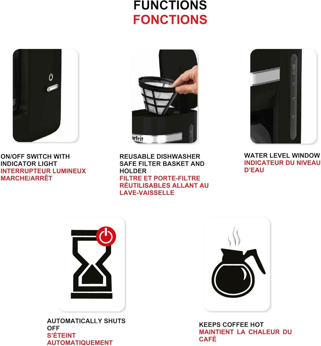 Premium 10-Cup Coffee Maker – 900W, Easy Clean, Reusable Filter, Black