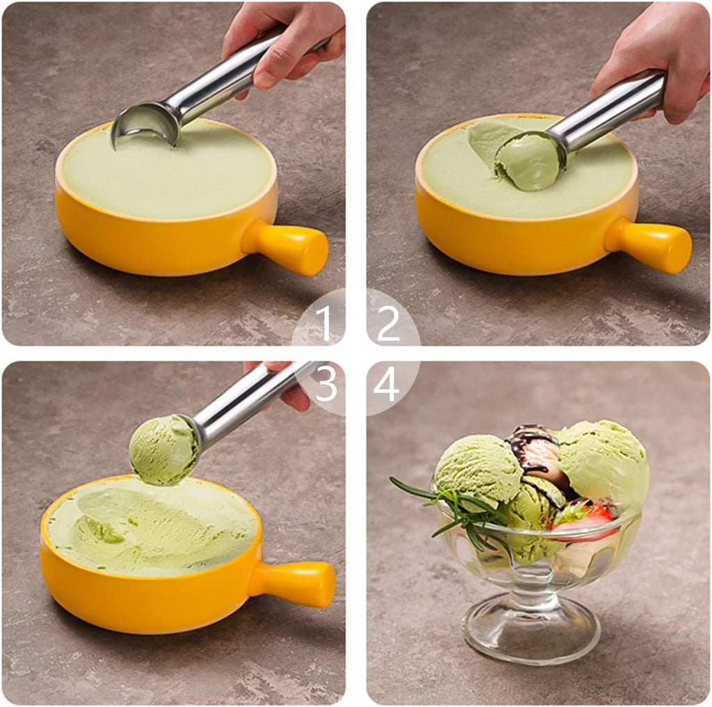 Large Ice Cream Scoop 7 Inches Nonstick Anti-Freeze Metal Ice Cream Scooper Spoon One Piece Aluminum Design, Bright Silver