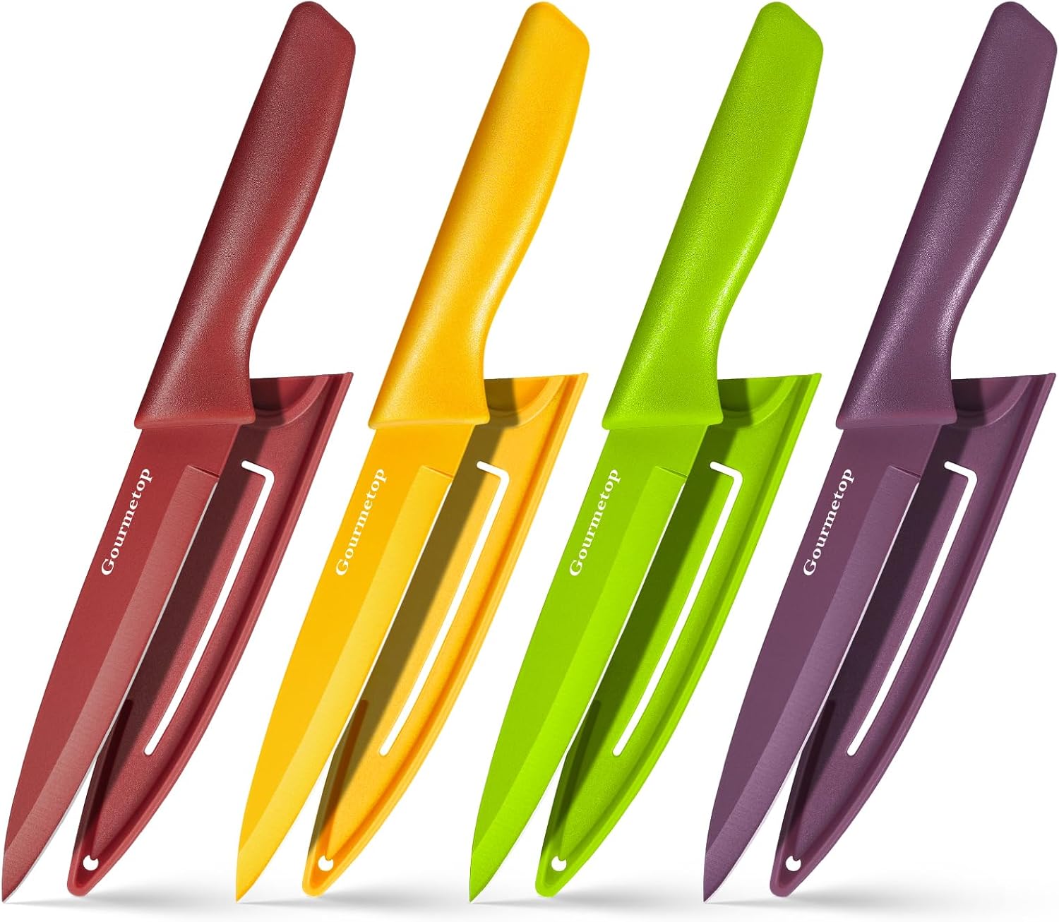 4-Piece Paring Knife Set with Blade Covers – 4.5″ Stainless Steel Fruit & Vegetable Knives