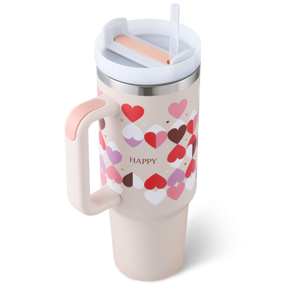 Premium 40oz Insulated Tumbler with Handle & Straw – Stainless Steel Vacuum Mug for Travel & Gifting