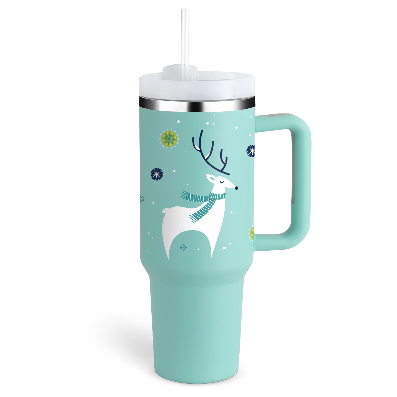 Premium 40oz Insulated Tumbler with Handle & Straw – Stainless Steel Vacuum Mug for Travel & Gifting