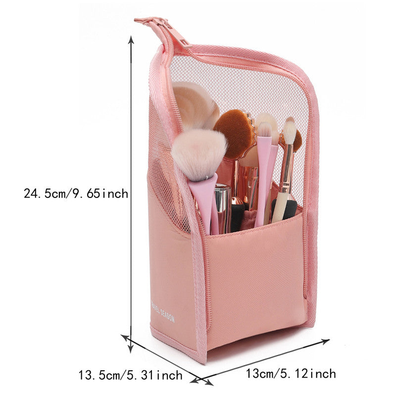 Foldable Stand-Up Makeup Brush Case – Waterproof Travel Cosmetic Bag