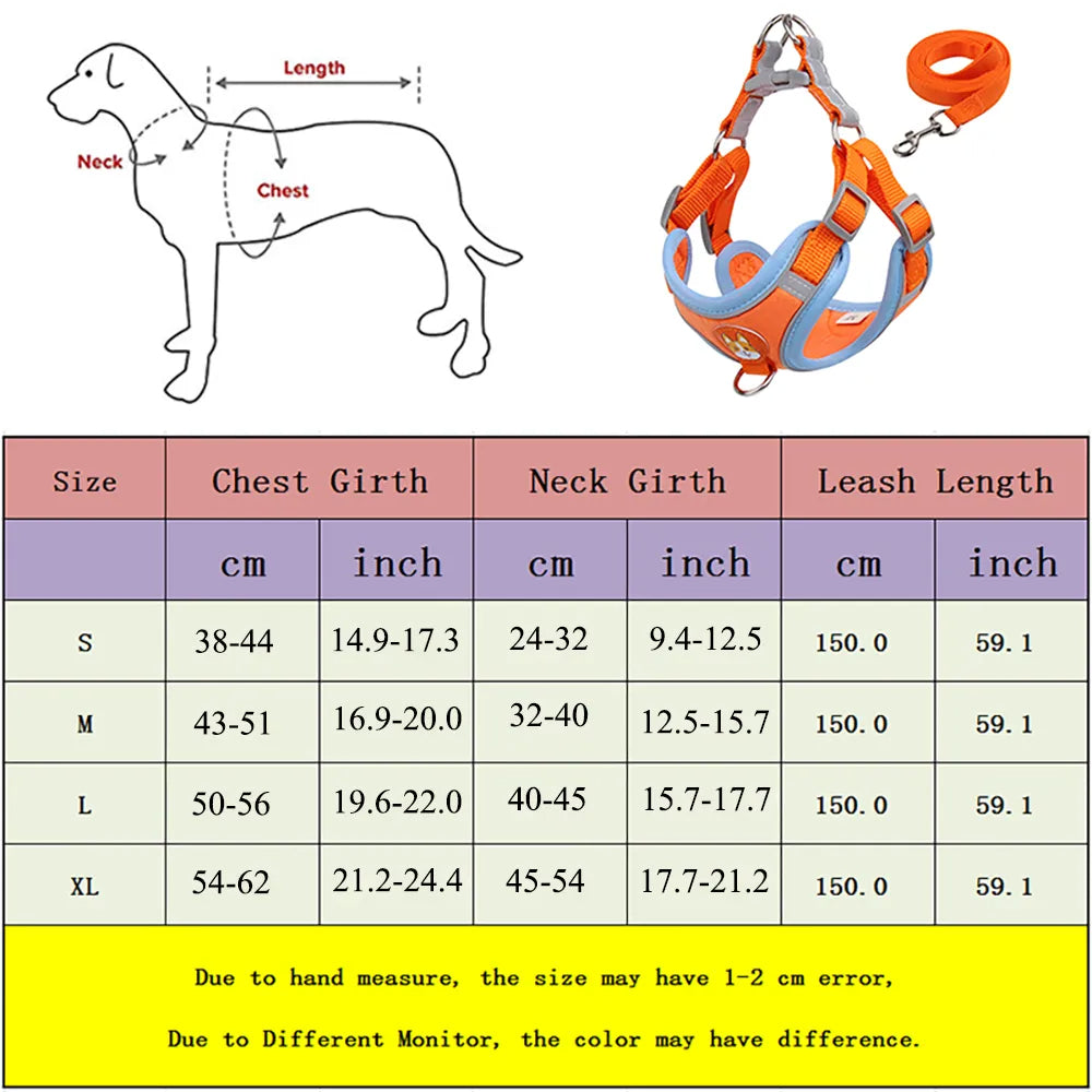 New Dog Leash and Harness Set Pet Dog Harness and Leash Set Adjustable Puppy Cat Harness Vest Reflective Walking No Pull Lead Leash for Small Dogs Chihuahua