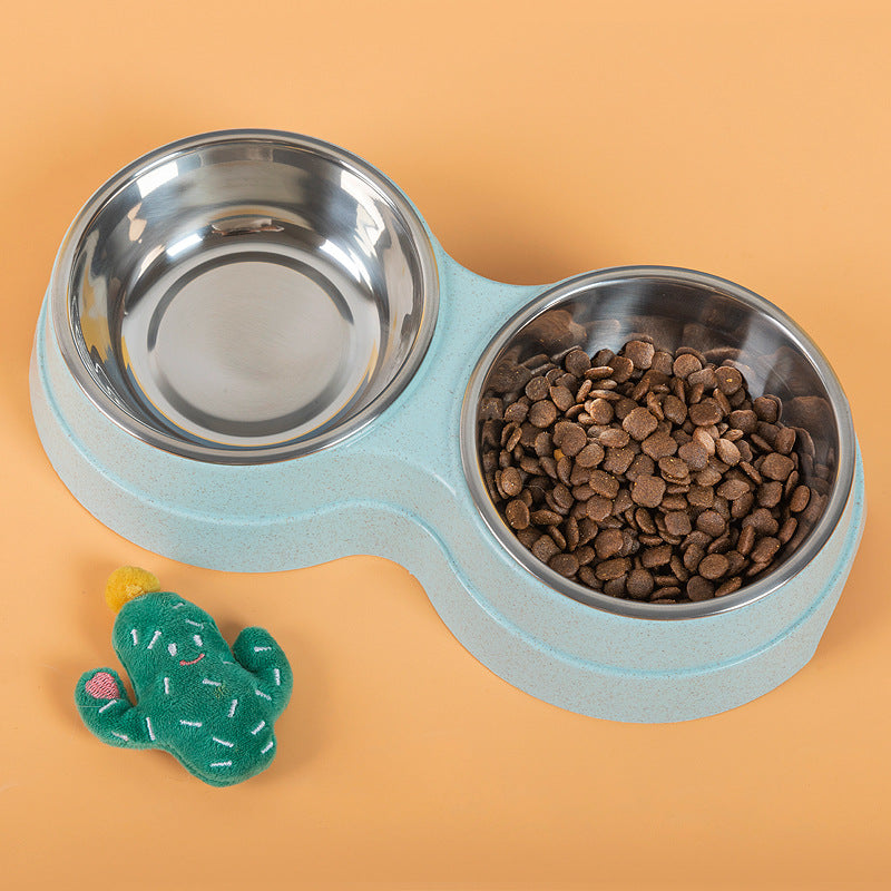 Stainless Steel Double Pet Feeding Bowls for Dogs and Cats