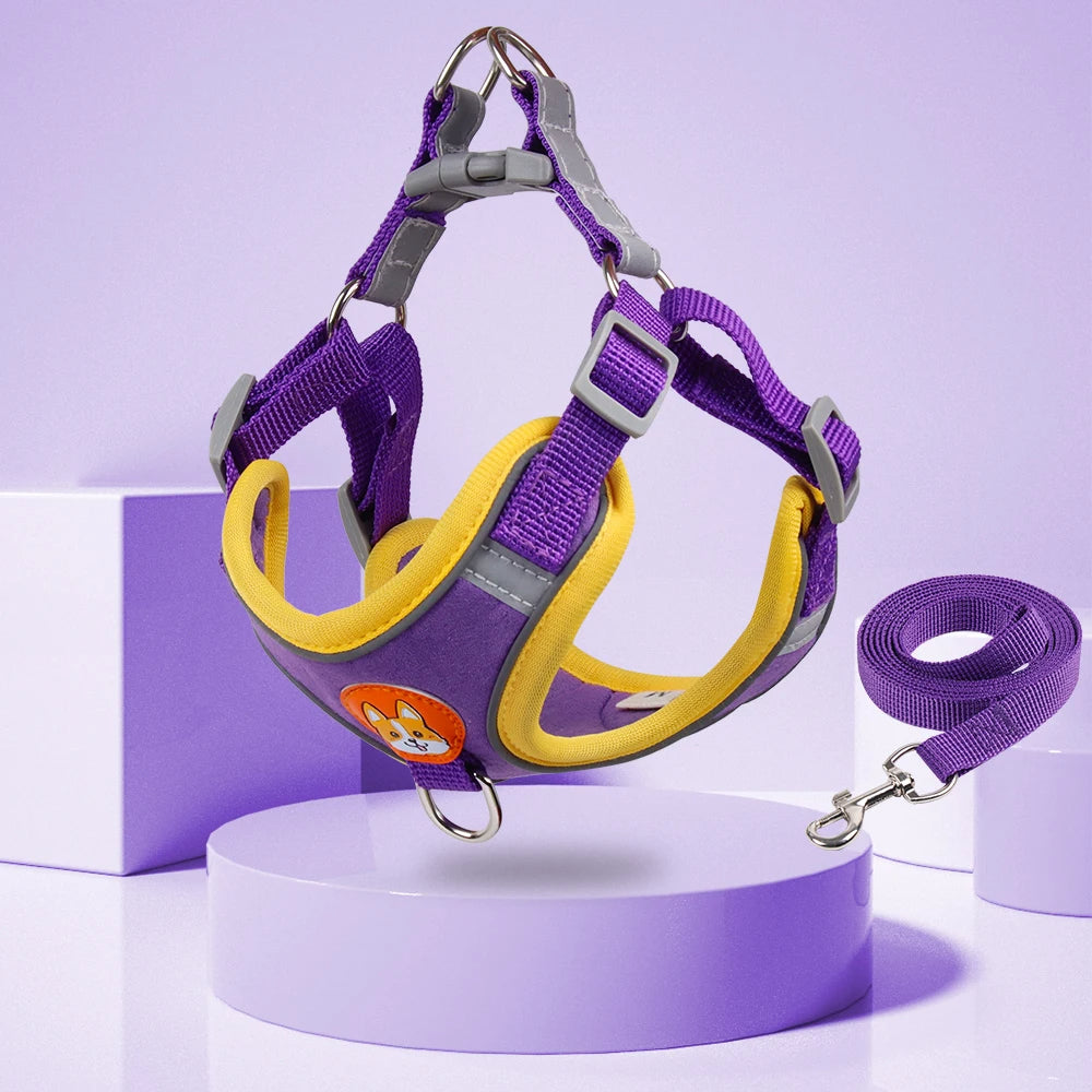 New Dog Leash and Harness Set Pet Dog Harness and Leash Set Adjustable Puppy Cat Harness Vest Reflective Walking No Pull Lead Leash for Small Dogs Chihuahua