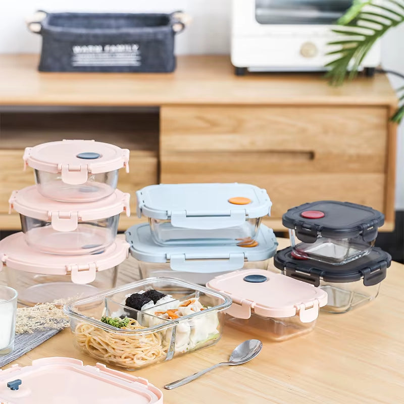 Leak-Proof Glass Lunch Box with Compartments – Microwave-Safe Bento for Office, Kids & Meal Prep