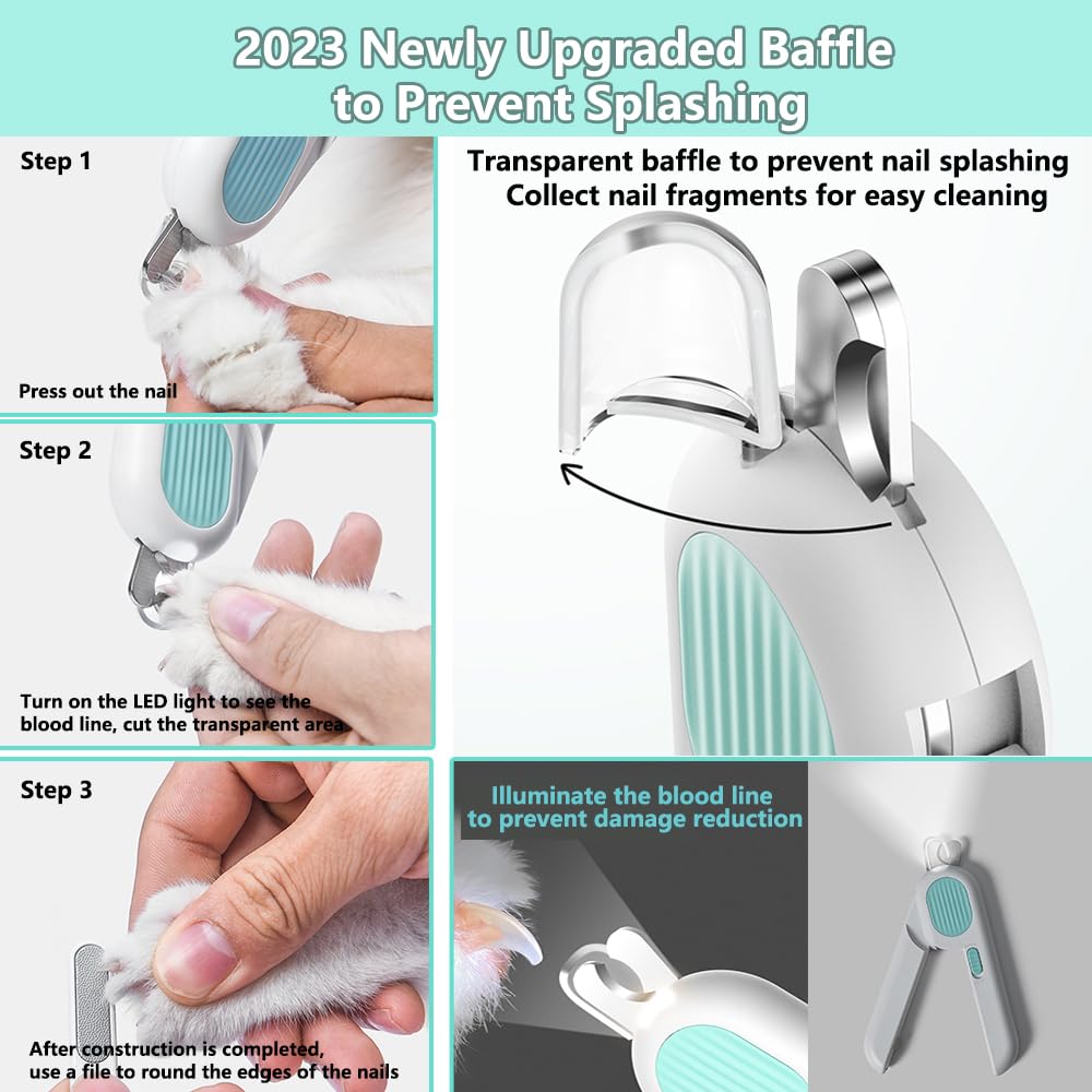 Pet Nail Trimmer with LED Light – Dog & Cat Claw Clippers for Safe Cutting