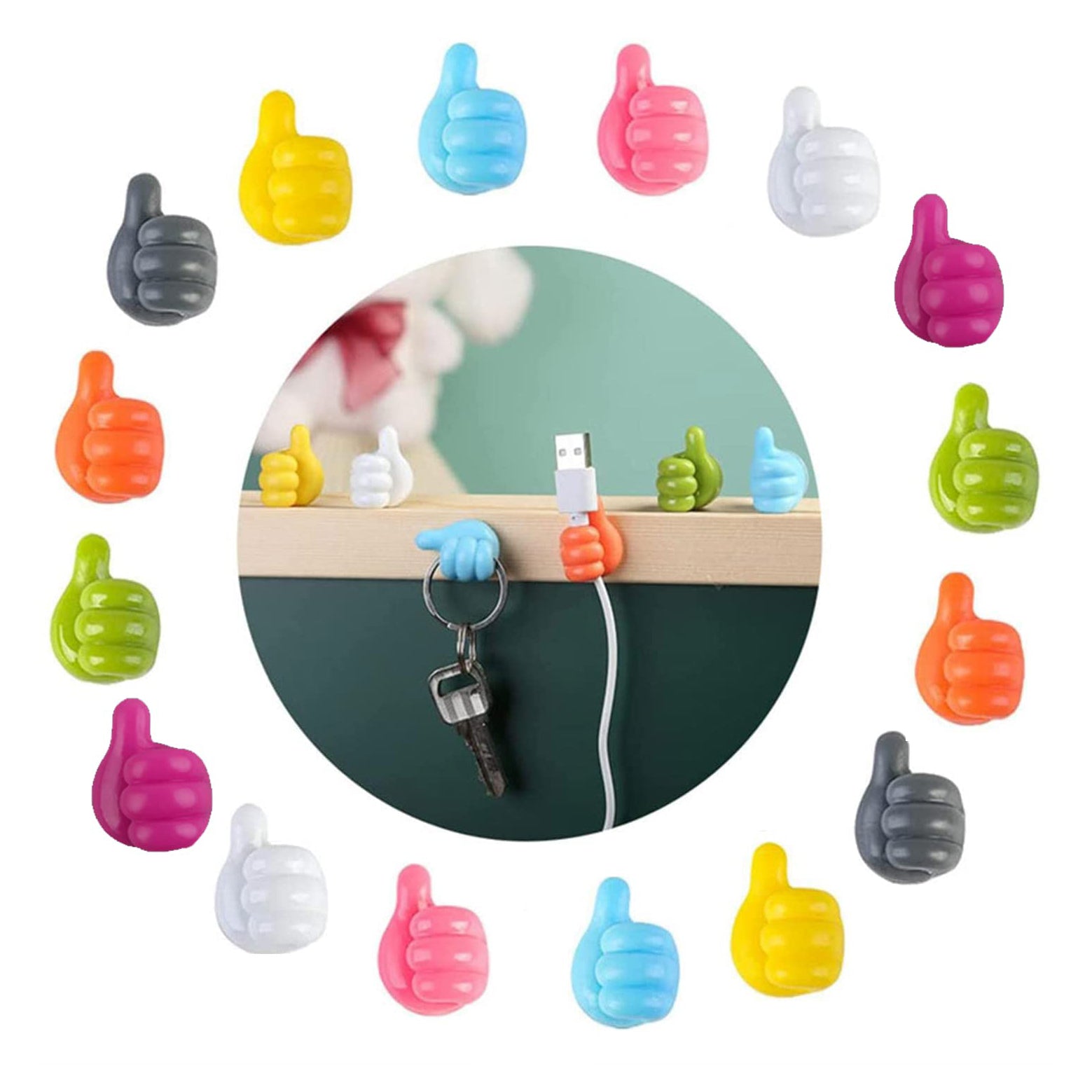 Multifunctional Thumb-Style Wall Clip Holder for Cables and Small Items