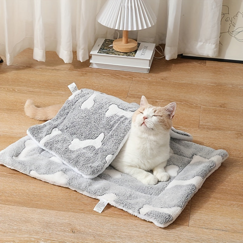 Washable Self-Warming Dog & Cat Bed Mat – Soft Fleece Crate and Kennel Pad