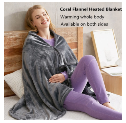 USB Heated Flannel Blanket – Soft Plush Warm Shawl