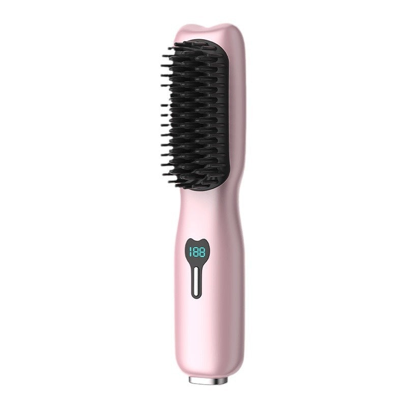 Rechargeable Wireless Hair Straightening Comb with LCD Temperature Display